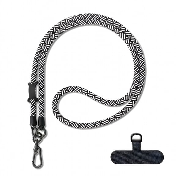 VANIDO Thick Rope Detachable Cell Phone Lanyard Neck Strap (black white)