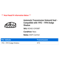 thumbnail image 2 of Automatic Transmission Solenoid Seal - Compatible with 1992 - 1994 Dodge Shadow 1993, 2 of 2
