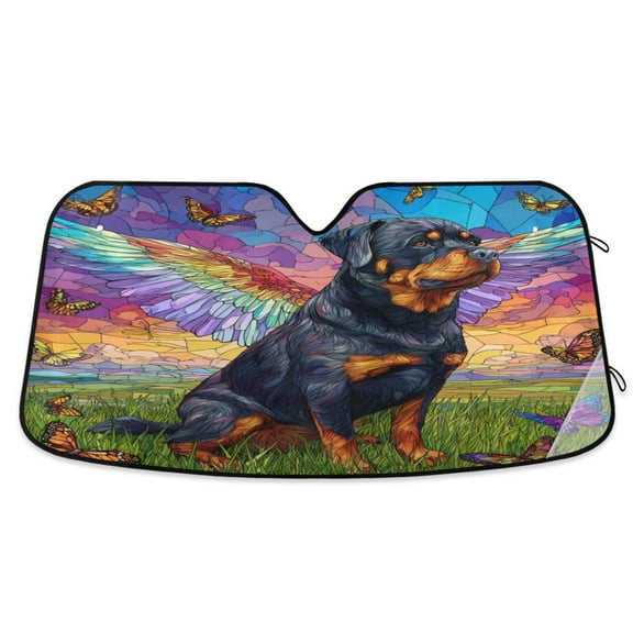 Qxltty Rottweiler Dog Car Windshield Sunshades Foldable UV Rays Sun Visor Protector Keep Your Vehicle Cool 53×23.5in
