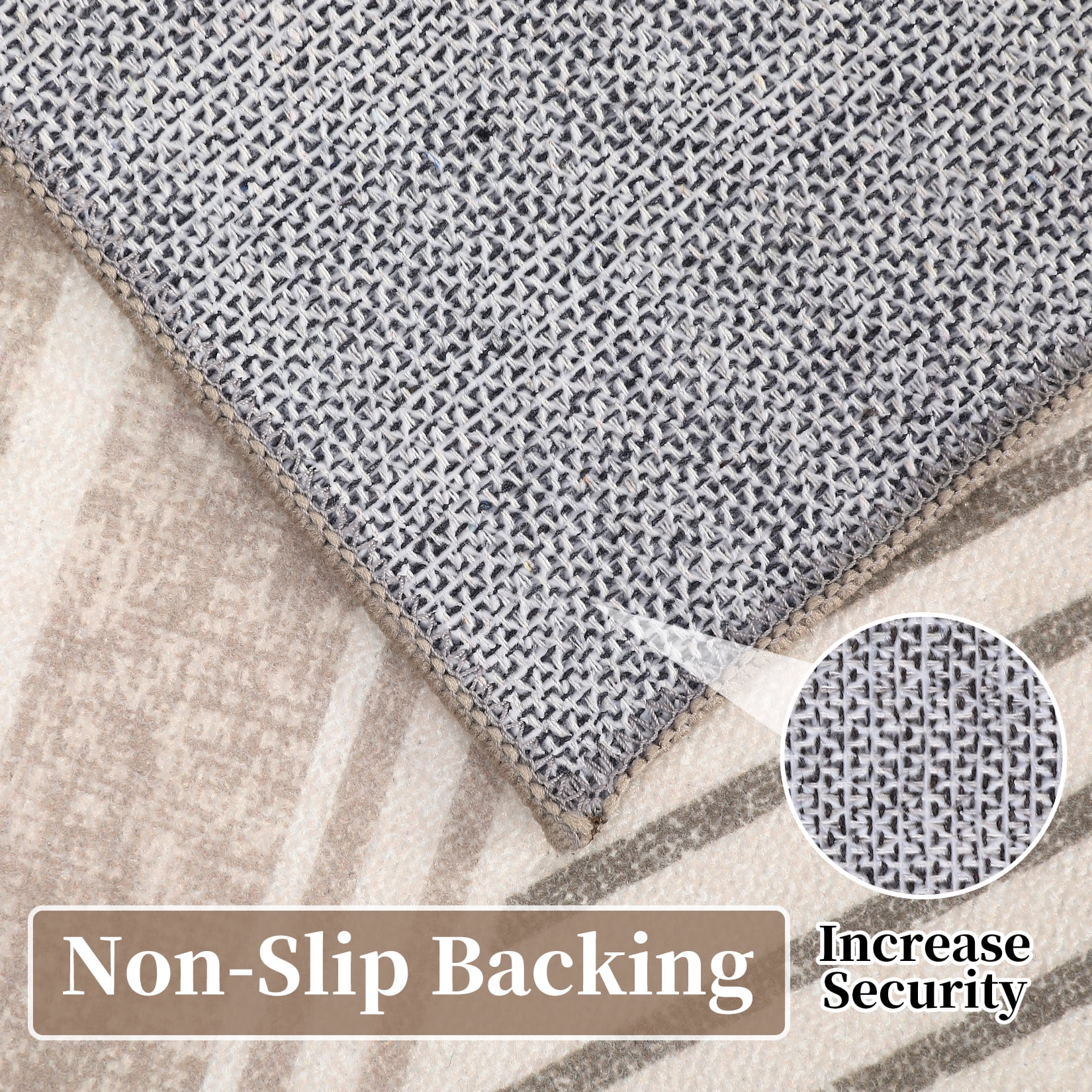 HOMERRY Geometric bordered Runner Rug 2' x 6'&nbsp;for Living Room Floor Cover for Hallway, Brown
