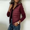 thumbnail image 4 of Luvrsol Winter Coats for Women Hooded Quilted Puffer Jacket Full Zip Warm Coat Outerwear, Wine S-2XL, 4 of 7