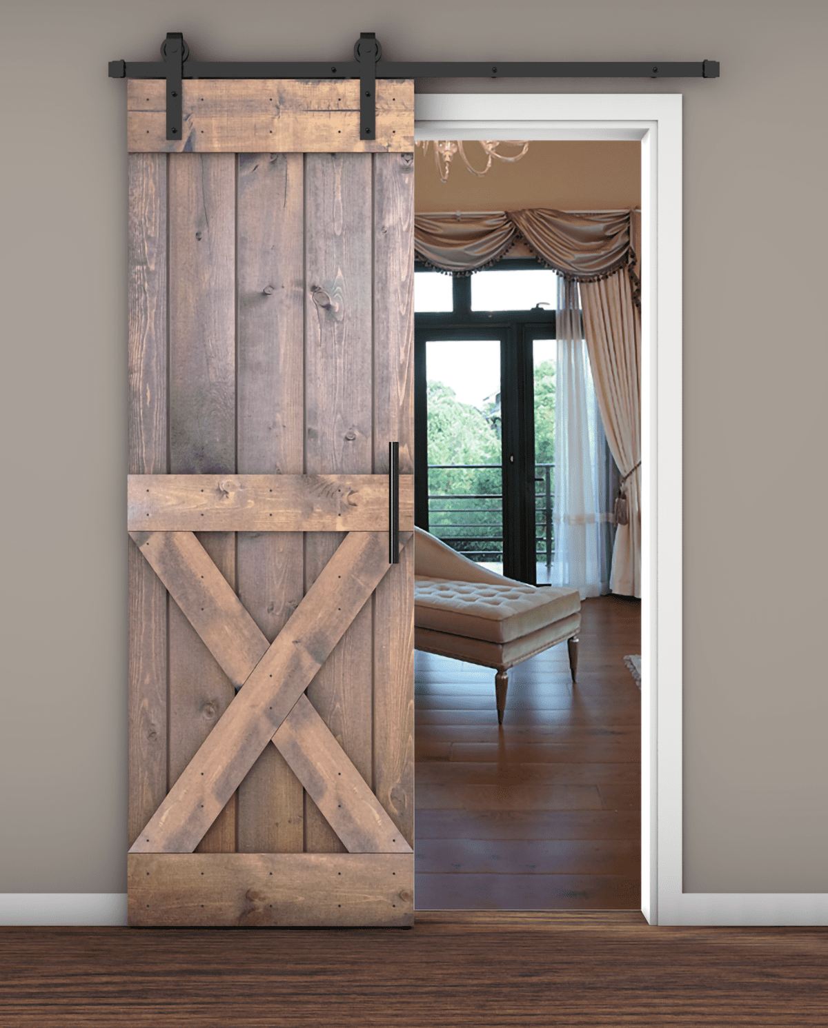 Essencaliy 28in x84in Solid Wood Barn Door, MadeinUSA Farmhouse