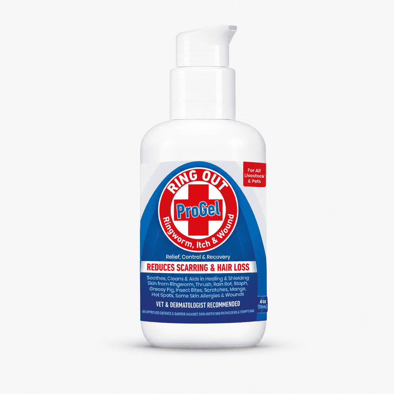 Ring Out ProGel for Sheep, Goats, Cats, Dogs & Horses | Help & Control Ringworm | Skin & Coat Conditioning Gel with Coconut Oil & Aloe Vera | Moisturizing Formula | Made in USA | 4 oz