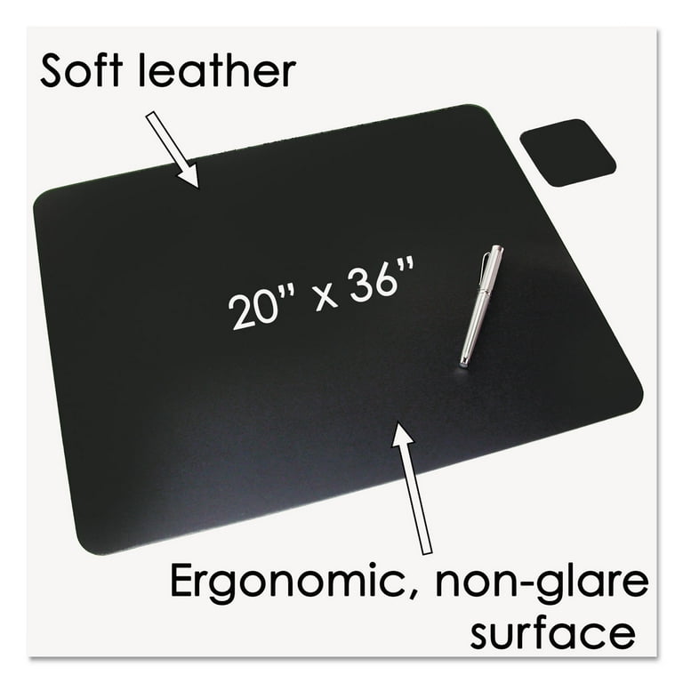 Leather Desk Pad with Coaster, 20 x 36, Black Leather Desk Pad with Coaster, 20 x 36, Black