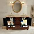 thumbnail image 5 of Natfurhome Bathroom Vanity Contemporary Freestanding, Brown Wood, Granite Top, Double Sink, 60 in. W x 22 in. D x 36 in. H, 5 of 8