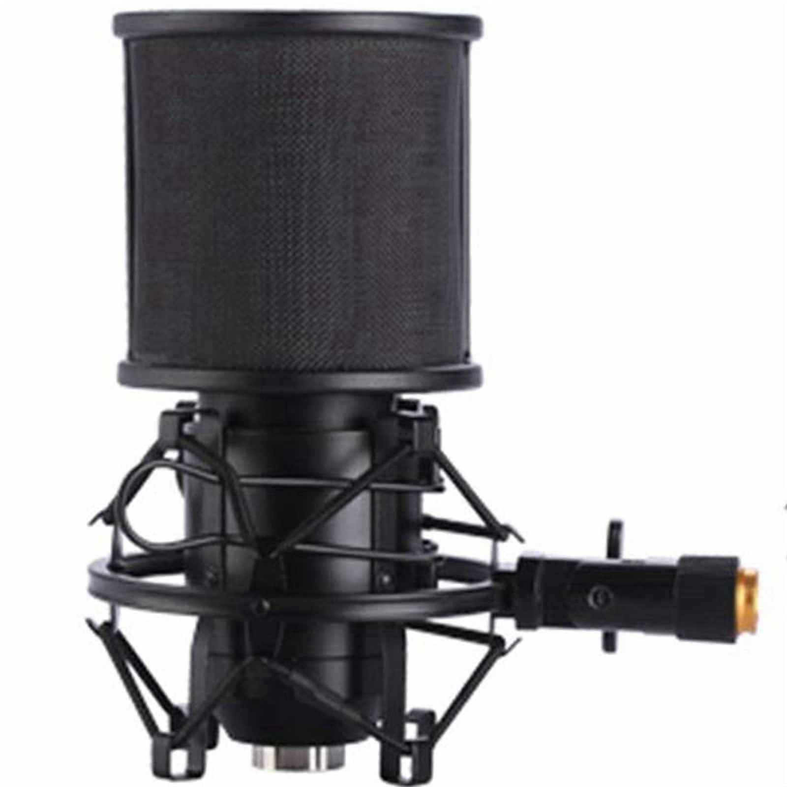 3X Microphone Shock Mount with Microphone Filter Windscreen Suspension Shock Mount Holder Clip