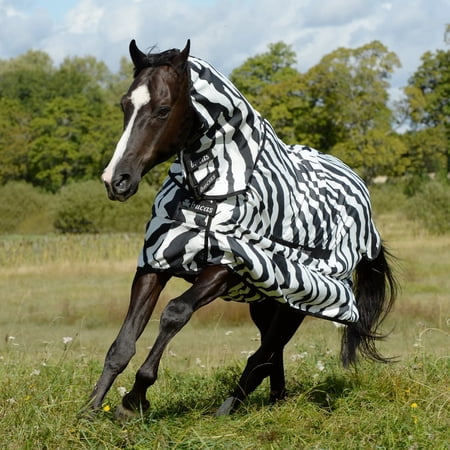 Toklat Bucas Sweet Itch Zebra Horse Fly Sheet with Full Neck - UV Protection - Multiple Sizes 75