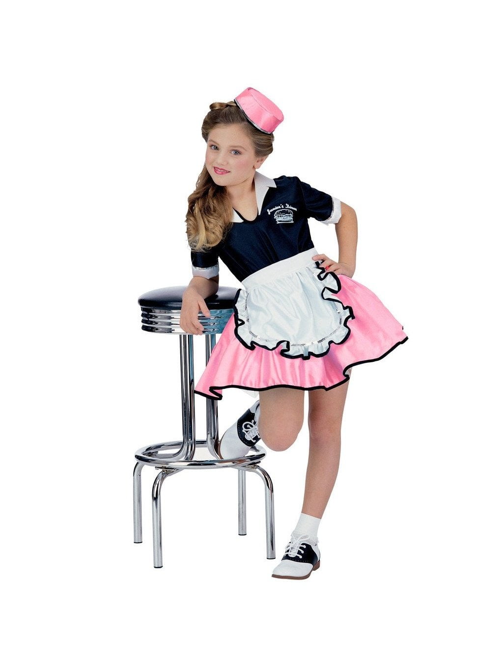 Pink Child 50s Car Hop Girl Costume