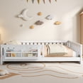 thumbnail image 3 of Euroco Wood Full Size Platform Bed with Shelves, Floor Bed with Guardrails, White, 3 of 12