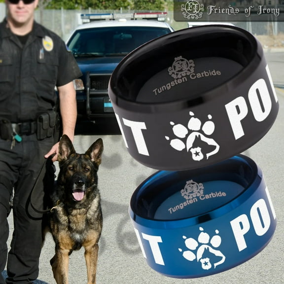 Police K-9 Unit Special Forces Tungsten Carbide Ring