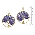 thumbnail image 3 of AeraVida Exquisite Classy Purple Amethyst Healing Charm Tree of Life Filigree Brass Earrings, 3 of 4
