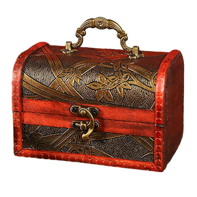 Wood Treasure Chest Keepsake Box Jewelry Box Organizer for Kids Prizes Classroom B