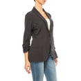 thumbnail image 3 of FashionStream MOA COLLECTION Notched Lapel, Rolled 3/4 Sleeve, Solid Print Blazer, Women's, 3 of 8