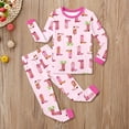 thumbnail image 2 of FINALGANG Girls Kids Two Piece Homewear Set Cartoon Casual Print Long Sleeve Crewneck Top Matching Pants Soft Comfortable Set For Daily Homewear Relaxation Versatile Outfit, 2 of 4