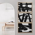 thumbnail image 4 of IDEA4WALL Framed Canvas Print Wall Art Set of 3 Black Ink Paint Stroke Grid Landscape Abstract Pattern Wall Decor Retro Geometric Graffiti Prints Contemporary Minimal Artwork - 16"x24"x3 Natural, 4 of 5