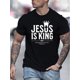 thumbnail image 1 of Men's Summer Fashion Jesus Is King Printed Short Sleeve T-Shirt, Casual Crew Neck, Regular Fit, Non-Transparent, 1 of 8