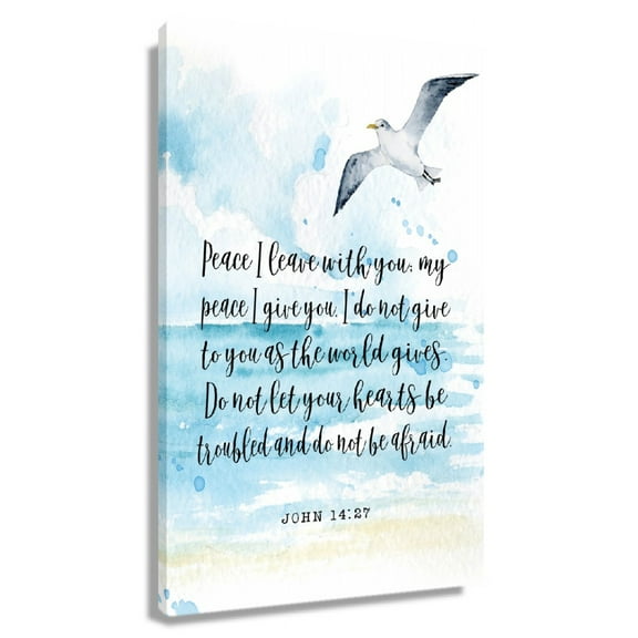 Bible Verse Wall Art Beach Wall Art Blue Sky John 14 27 Posters Aesthetic Canvas Artwork Prints For Living Room Unframed 12x18 in