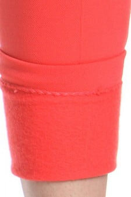 K-Cliffs Women's Fleece Legging Pants with 2 Gold Zippers & Seams in Front,  Color Coral,  One Size