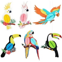 Naler 6-Pack Tropical Birds Paper Cutouts, Hawaiian Summer Beach Luau Party Decorations for Tiki Bar Home Classroom