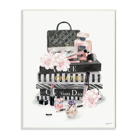 Stupell Industries Daily Glam Necessities Fashion Forward Book Stack,13 x 19,Designed by Ziwei Li