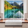 thumbnail image 2 of Ambesonne Nature Kitchen Curtains, Idyllic Mountain Creek, 55"x39", Teal Fern Green Marigold, 2 of 3