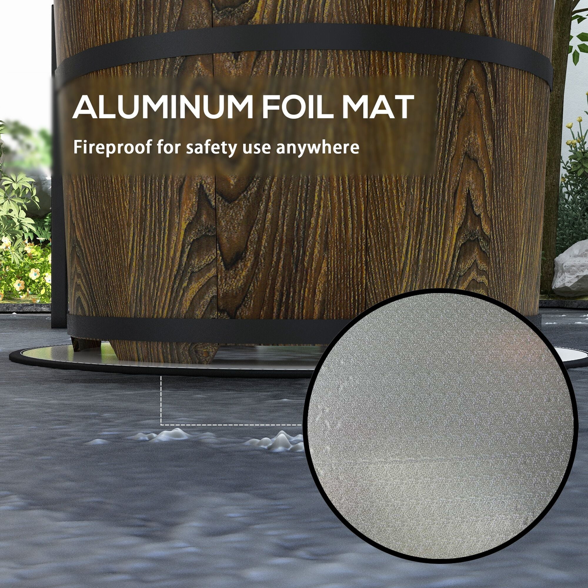 Outdoor Grill, Smokeless Fire Pit with Fireproof Mat, 20" Barrel Style Portable Wood Burning Firepit, Magnesium Oxide Low Smoke Camping Bonfire Stove for Backyard, Patio, Picnic, Brown, BBQ Grill