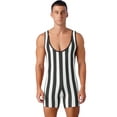 thumbnail image 3 of Eandarui Men's Athletic Wrestling Singlets Striped Rainbow One-piece Bodysuit Boxer Underwear Black XL, 3 of 7