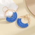 thumbnail image 4 of Hobeauty Women Bohemian Raffia Straw Earrings Hand Woven Dangle Earrings with Geometric Design Lightweight Alloy Perfect Gift, 4 of 7