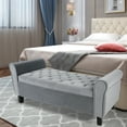 thumbnail image 2 of Fionafurn Velvet End of Bed Storage Ottoman Bench,19.7" D x 51.2" W x 20.5" H, Grey, 2 of 8