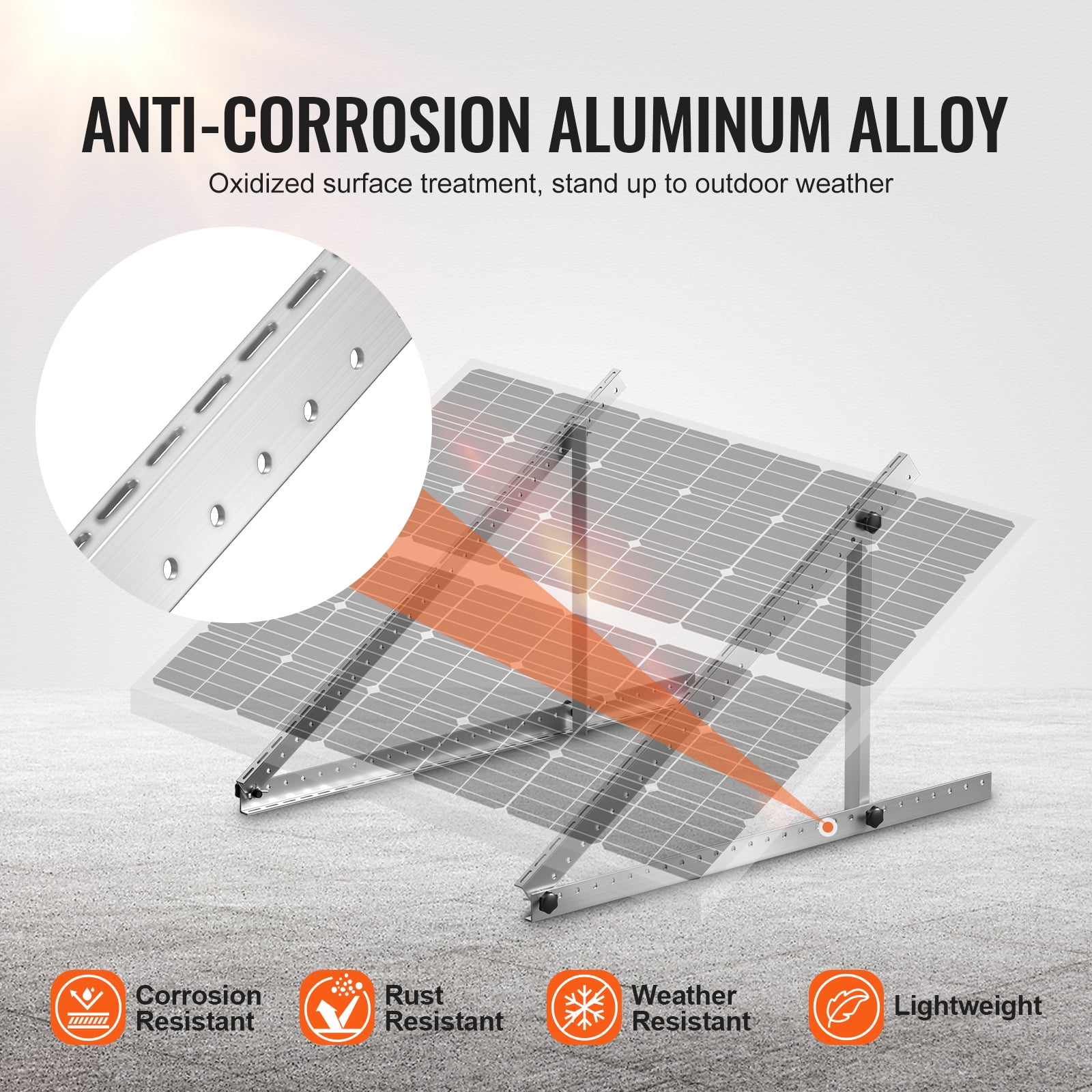 KFFKFF 50" Solar Panel Support Brackets, Adjustable 0-90° Tilt, Suitable for 100-550W Panels, Aluminum Construction with Foldable Legs for RVs, Roofs, Boats, Off-Grid Applications