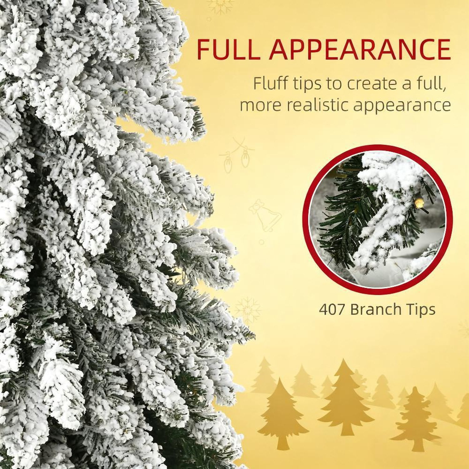 6 ft Pre-Lit Slim Christmas Tree with Snow-Flocked Branches, Green