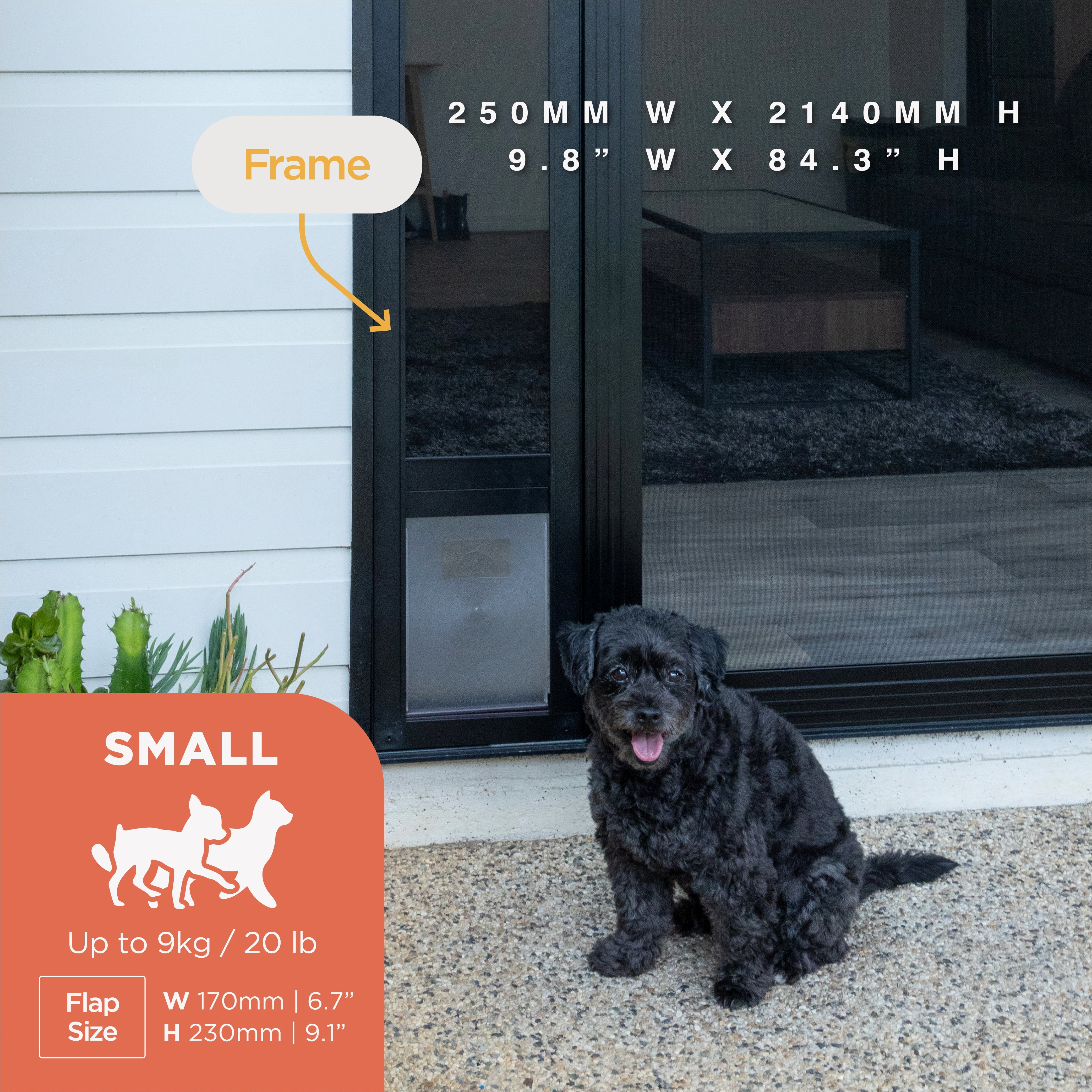 Mesh Sliding Pet Door Kit Black Small