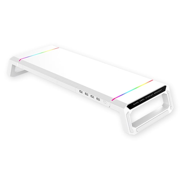 Respiración Luz Universal Monitor Soporte Oficina Computadora Pantalla Riser Plegable Carga Soporte Teléfono Soporte Soldies Organizador Blanco Inevent EL005603-02B