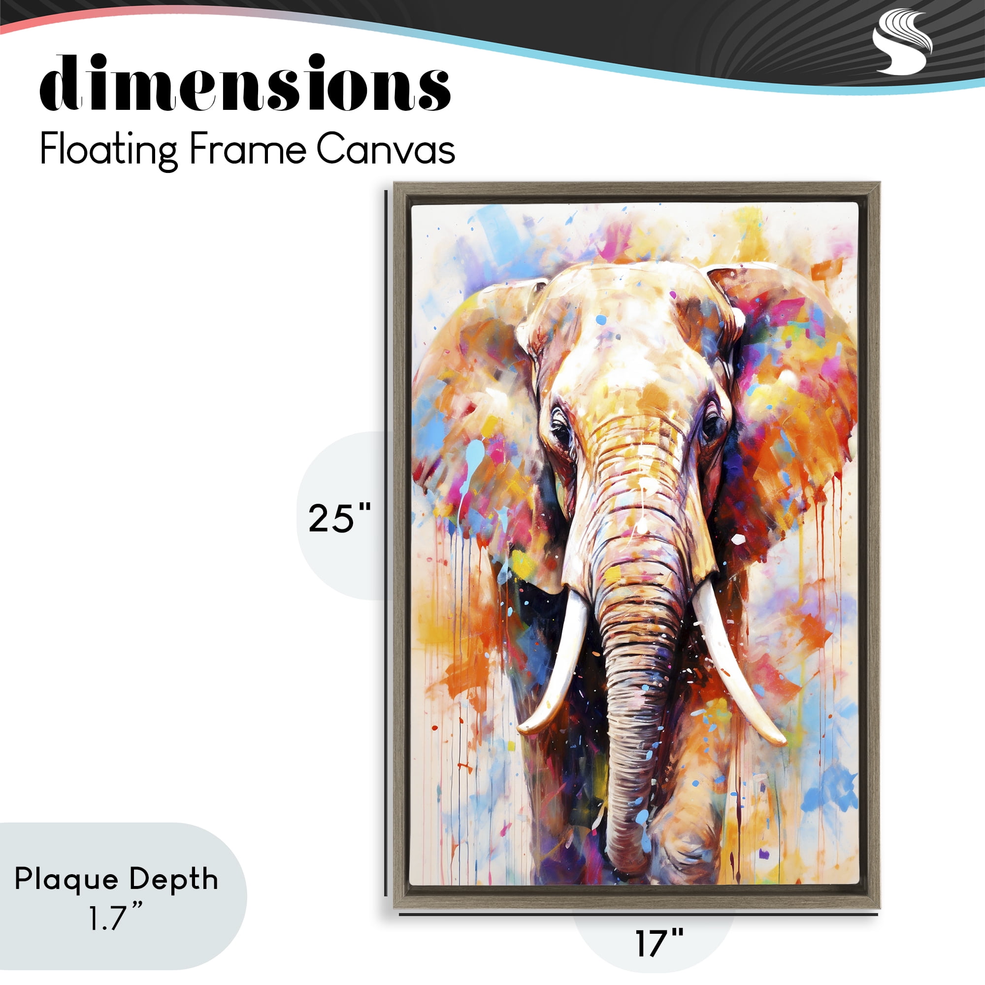 Stupell Industries Wild Elephant Bull Brown Framed Floater Canvas Wall Art, design by Ray Powers