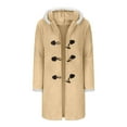 thumbnail image 5 of Jinhomg Women Christmas Coat Long Sleeve Faux Fur Trim Hooded Jacket Winter Warm Outerwear Elegant Holiday Outerwear Khaki XXL, 5 of 9