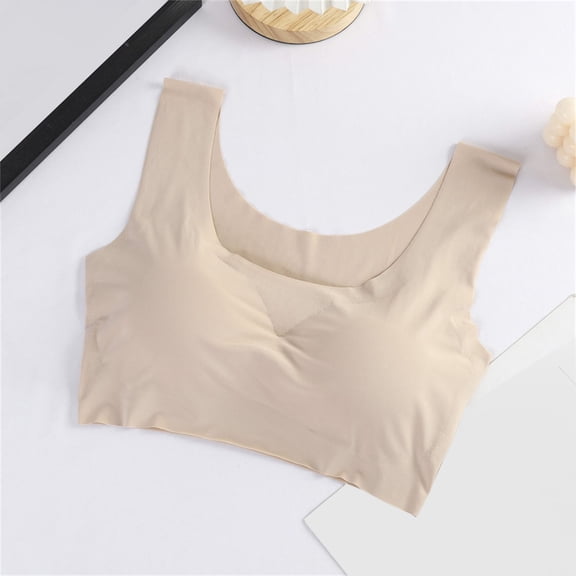 Women's Seamless Wireless Push Up Plus Size Lightweight Sports Bra Beige for Yoga Gym Workout Running Activewear