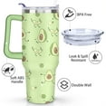 thumbnail image 3 of 40oz Kawaii Green Avocado Design Stainless Steel Flip Straw Tumbler Spill Proof Travel Cup Double Wall Vacuum Insulated Coffee Mug with Top Handle, 3 of 6