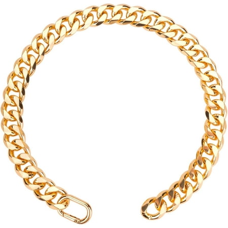 Shukong Dog Chain Collar Gold Durable Light Metal Dog Gold Cuban Link Cute Fashion Jewelry Accessories for Dogs (19MM)(18)