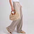 thumbnail image 4 of Bzhegqhd Women's Fashion Solid Color office Casual Button Zipper Elastic Waist Pocket Straight Pants, 4 of 8