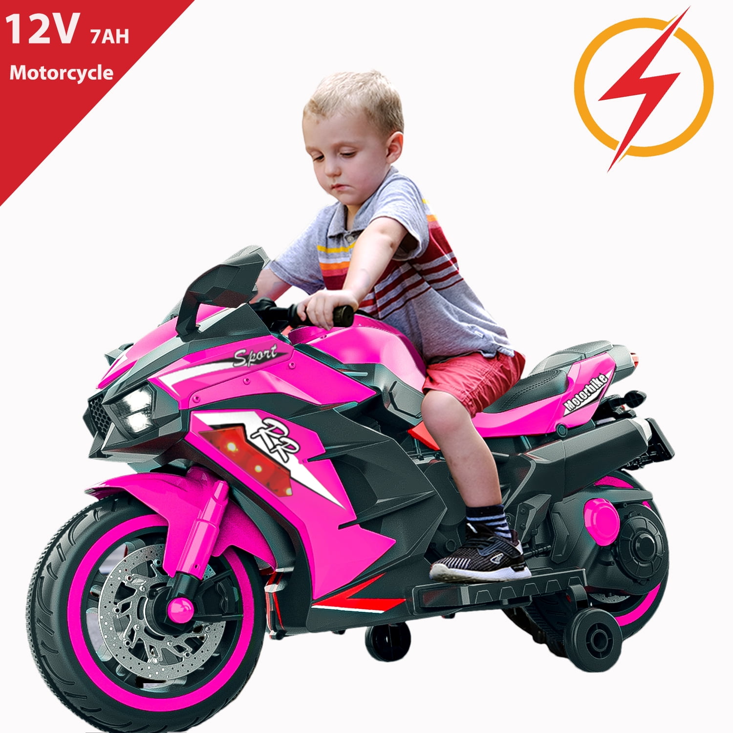ZOGYMOZ 12V Kids Motorcycle, Electric Dirt Bike, Powered Ride ons Toys with LED Lights, Bluetooth Music