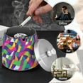 thumbnail image 4 of Yayeee Ashtray with Lid for Cigarette Smokeless Stainless Steel Home Ash Holder, Colorful Plaid, 4 of 7