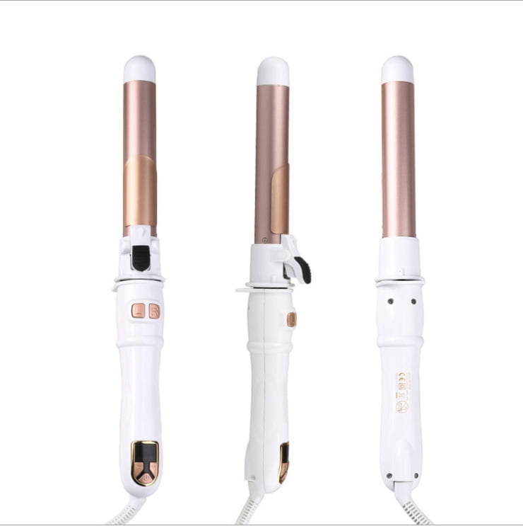 Professional 28mm/32mm Automatic Rotating Curling Iron, Intelligent Hair Curler with LCD Digital Display and Ceramic Coating for Large Waves, Anti-Scald Styling Wand, Purple