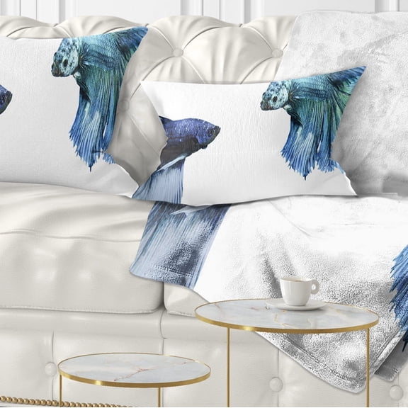 Designart Fighting Fish - Animal Throw Pillow - 12x20