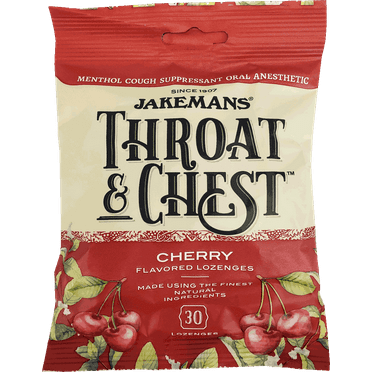 Jakemans Throat & Chest Lozenges, Cherry Menthol 30 ea