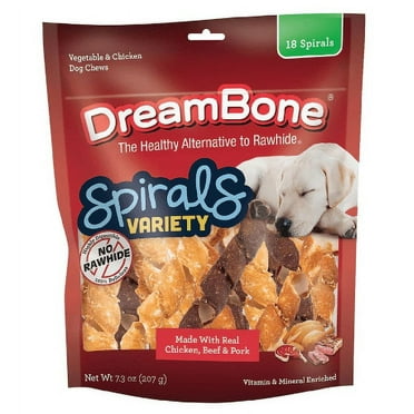 DreamBone Spirals Variety Pack, Rawhide-Free Chews for Dogs, 18 Count