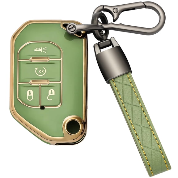 for Jeep Key Fob Cover, TPU with Keychain Key Fob Case Holder 360 Degree Protection for 2018 2019 2020 2021 2022 2023 Jeep Wrangler Gladiator JL JLU Rubicon 4 Buttons Smart Key
