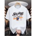 thumbnail image 2 of Letter And Drink Print Men's Crew Neck Fashionable Short Sleeve Sports T-shirt, Comfortable And Versatile, for Summer And Spring, Athletic Style, Comfort Fit T-Shirt, As Gifts, 2 of 7