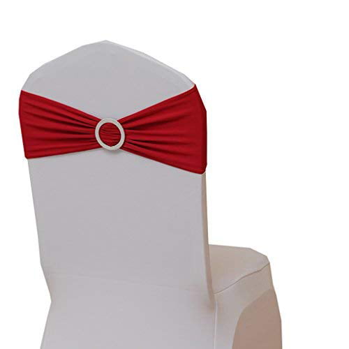 Buckle Bow Banquet Wedding Party Chair Sash Spandex Ties Cover Band Decoration 