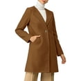 thumbnail image 3 of MODA NOVA Juniors Half Lapel Long Sleeves One Button Winter Mid-Length Overcoat, 3 of 7