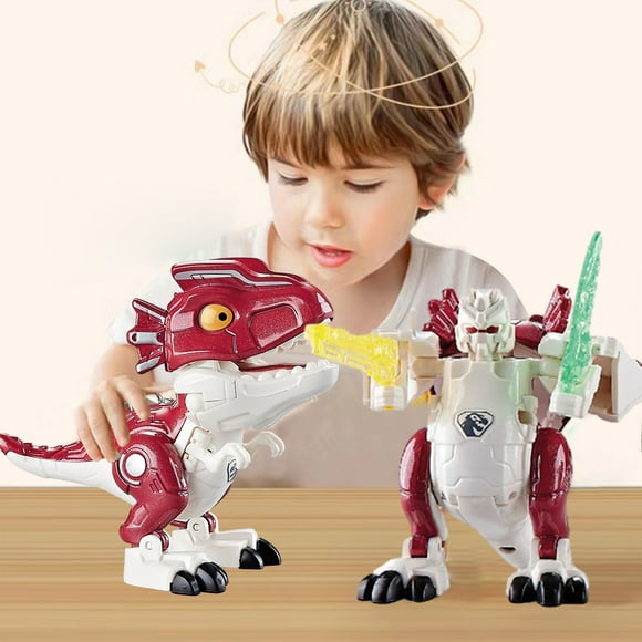 Rvkxad Alloy Dinosaur Transformation Robot, Blue Green Red Purple Combination Model, 8.7x7.3cm Simulation Assembly Toy for Children4+
